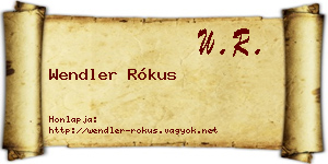 Wendler Rókus névjegykártya